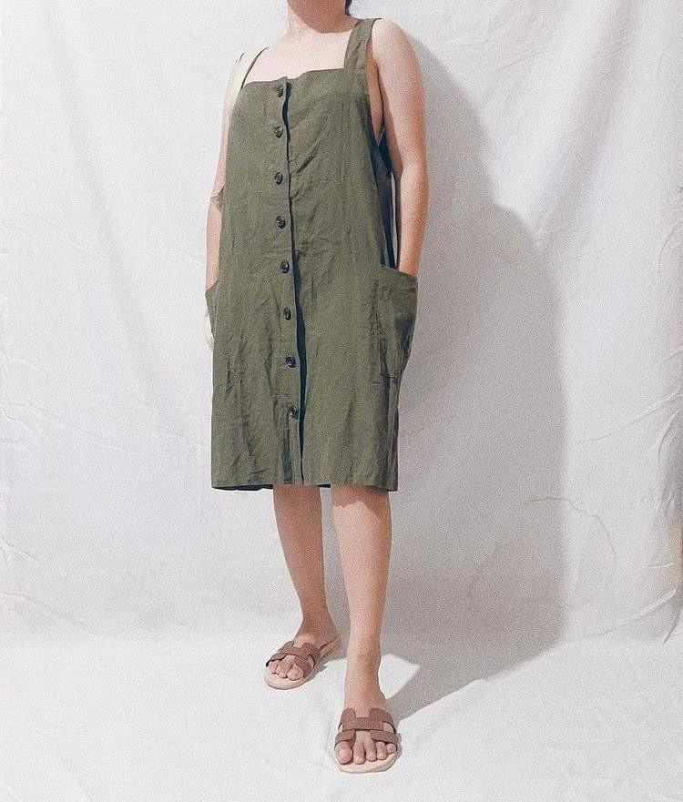 Linen jumper dress, Women's Fashion 