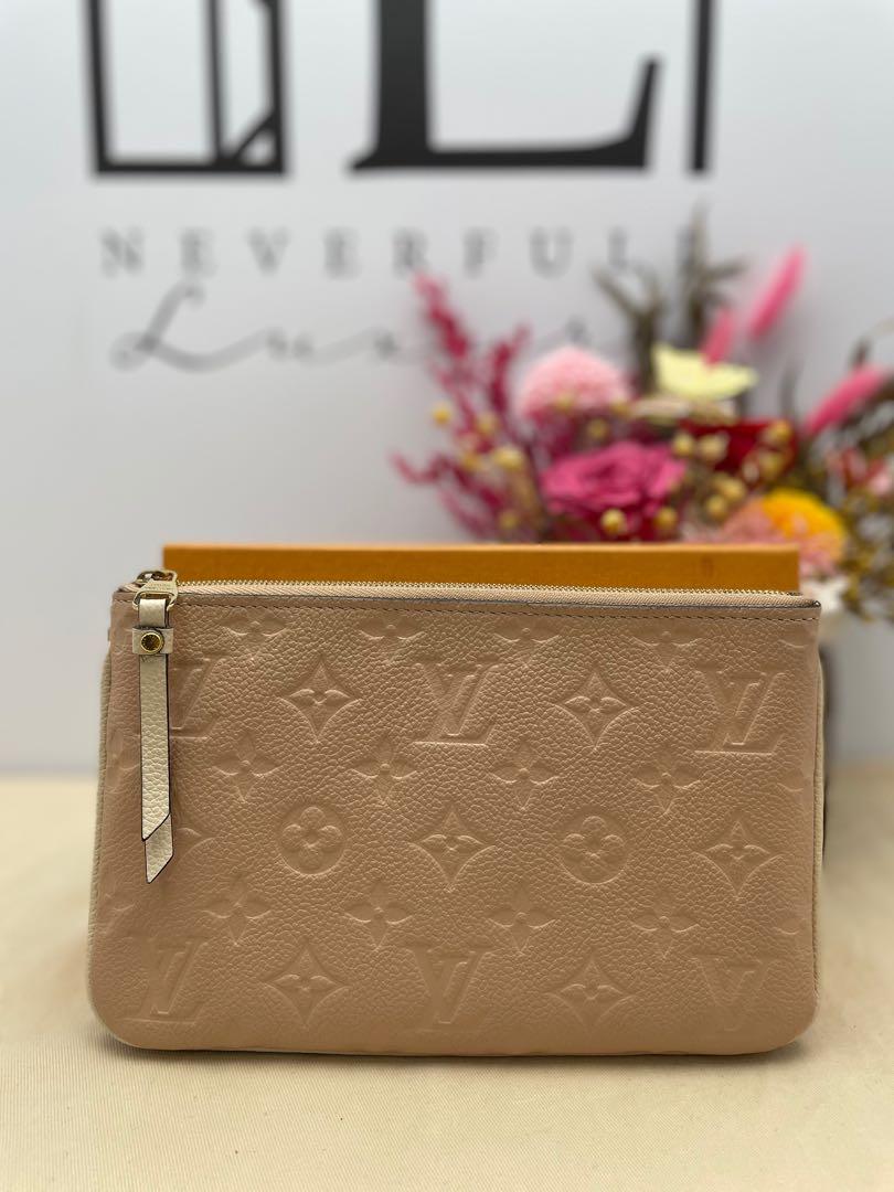 Louis Vuitton Empreinte Double Zip Pochette Beige Rose Creme