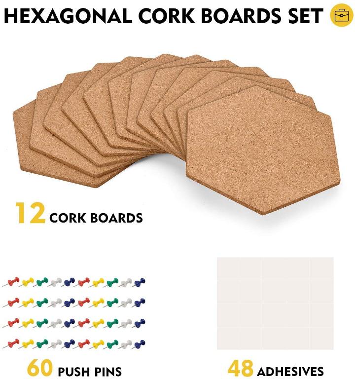 12pcs Squares Cork Board 12 x 12 -1/2 Thick Wall Bulletin Boards Cork  Tiles