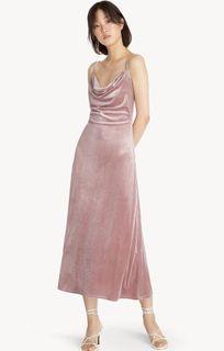 Pomelo Cowl Pale Pink Velvet Dress