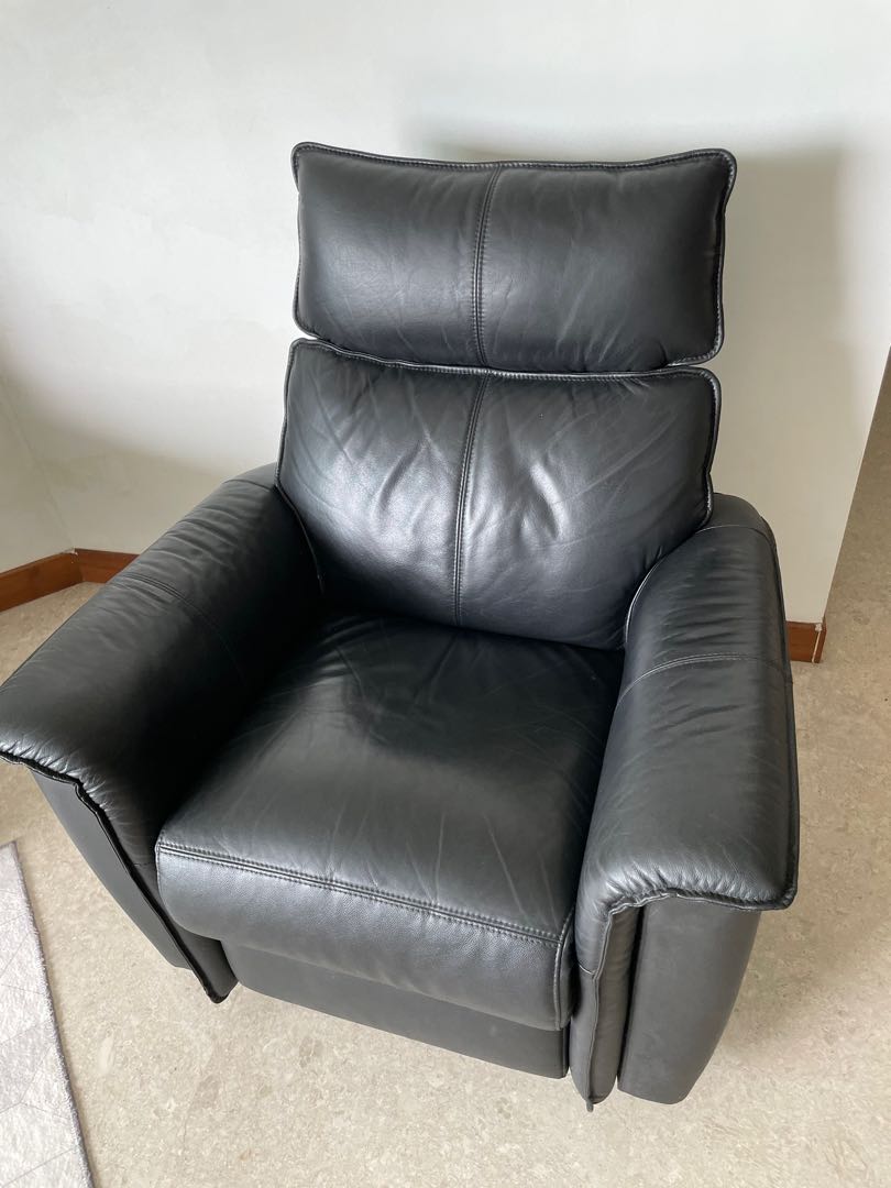 second hand black leather recliner chair