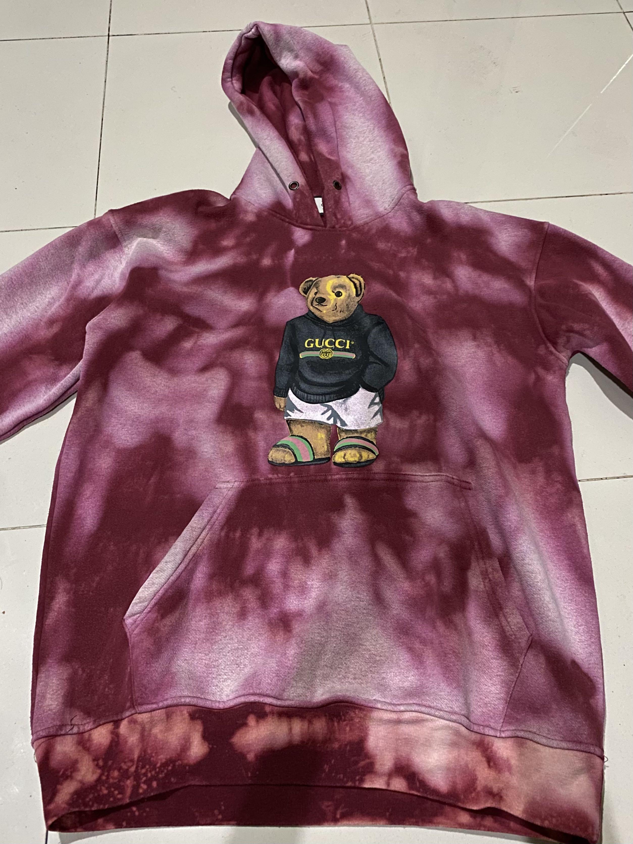 REWORKED Tie Dye Gucci Hoodie Fesyen Pria Pakaian Baju Luaran