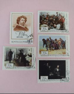 Russia : Paintings of Ilya Yefimovich Repin - famous realist painter ( issued 1969 ) -set of 5