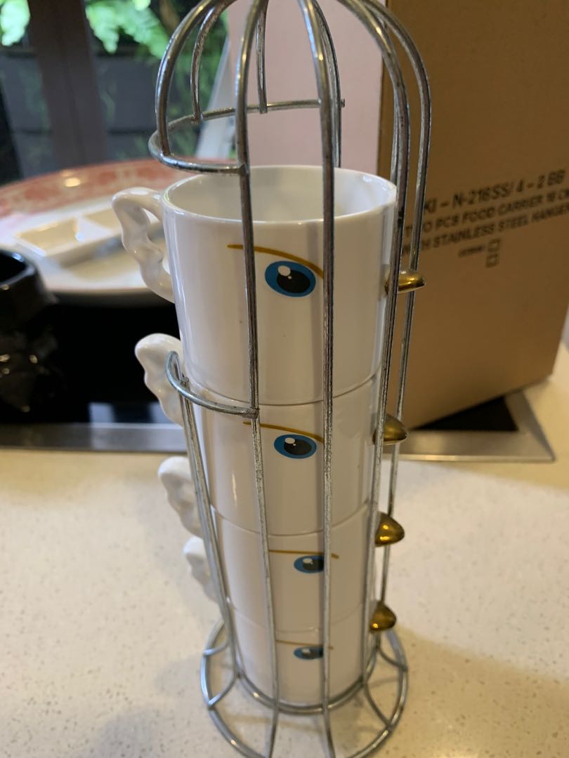 To go by this week!! Set of 4 cute espresso cups with stand, Furniture