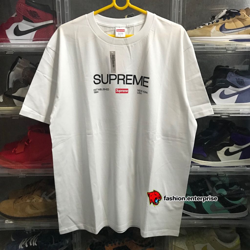 Supreme FW21 EST.1994 Tee White, Men's Fashion, Tops & Sets