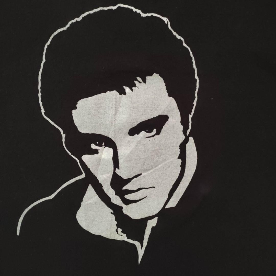 90'S Fruit of the Loom Elvis Presley back print band t-shirt, band tee, made in the USA, men's size L, vintage cotton black type Vintage Second Hand main image 1