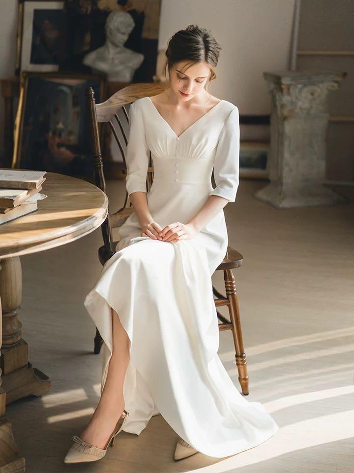 White dress korean style top