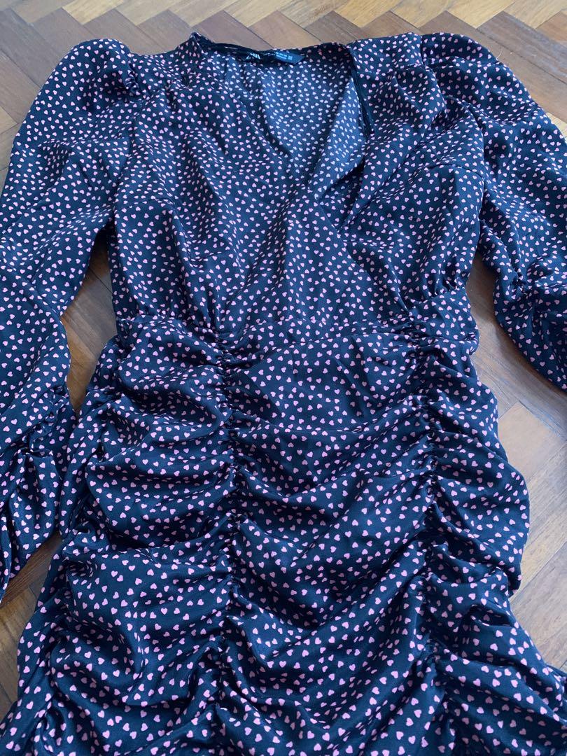 Heart print dress zara cheap