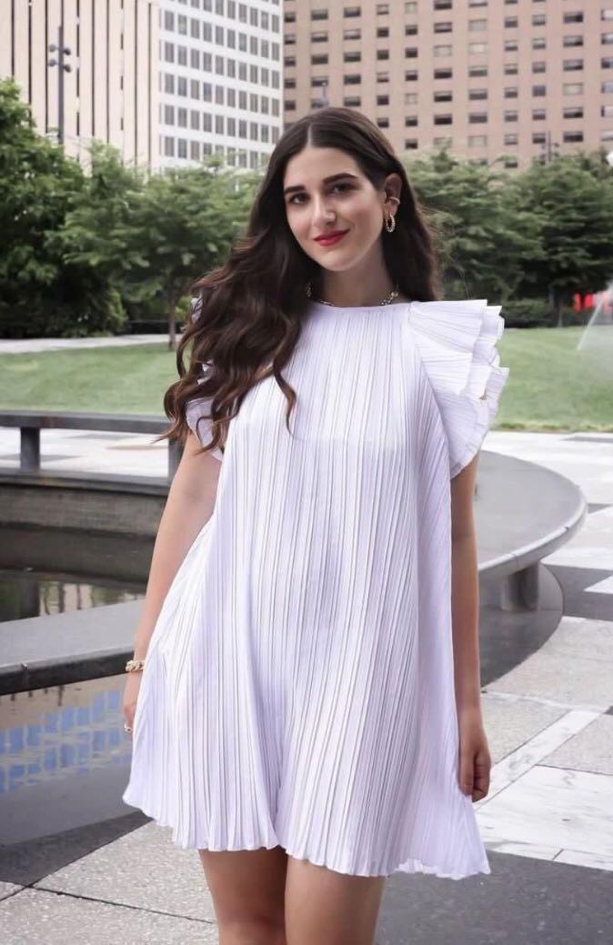 White zara pleated dress hot sale