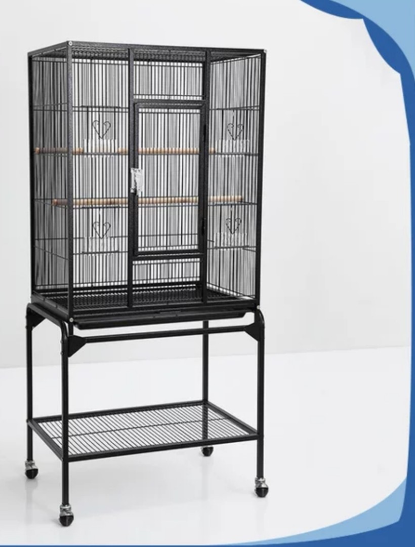 60x42x133cm. Parrot cage with bottom storage. Include perch snd cup