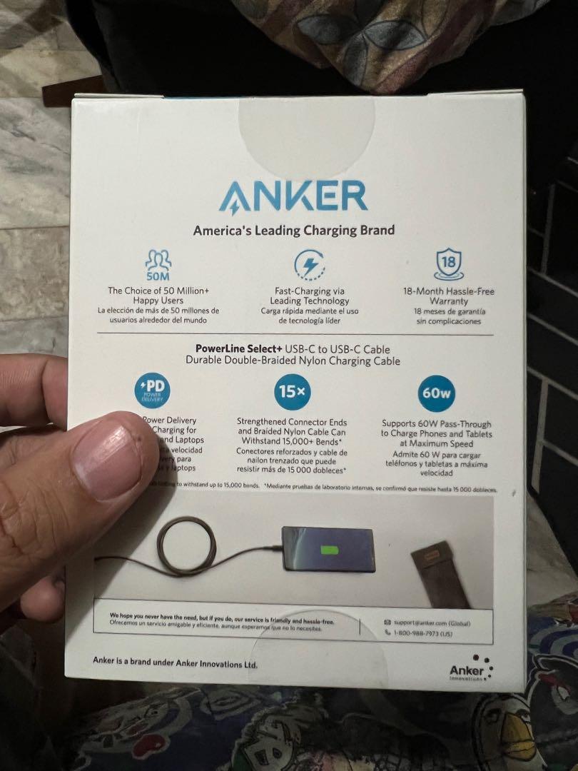 Anker Powerline Select+ USBC to USBC 6Ft Cable (Black), for USB TypeC, Mobile Phones