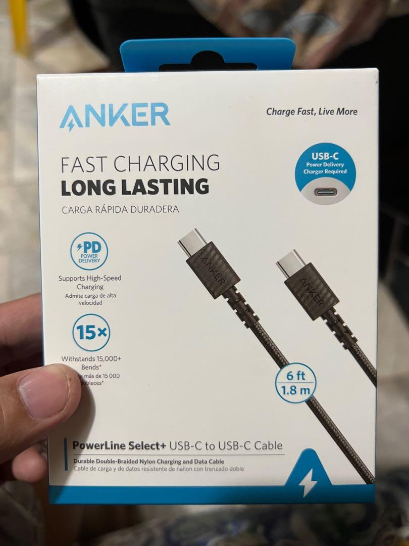 Anker Powerline Select+ USBC to USBC 6Ft Cable (Black), for USB TypeC, Mobile Phones