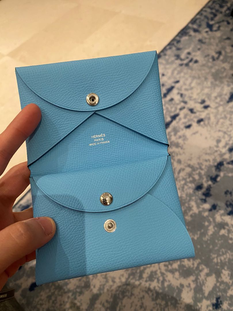 Sell Hermès Calvi Card Holder in Celeste Epsom Leather - Blue