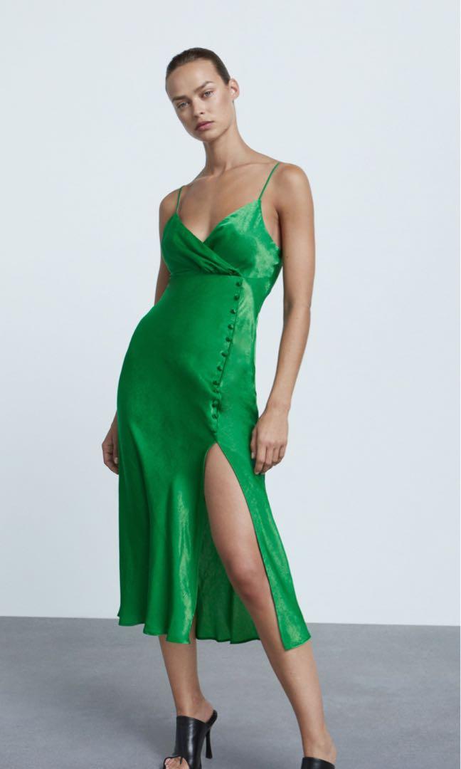 Camisole Dress w Buttons Green Zara ...
