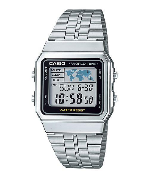 Casio A500W Vintage Stainless Steel Adjustable Strap Digital Watch