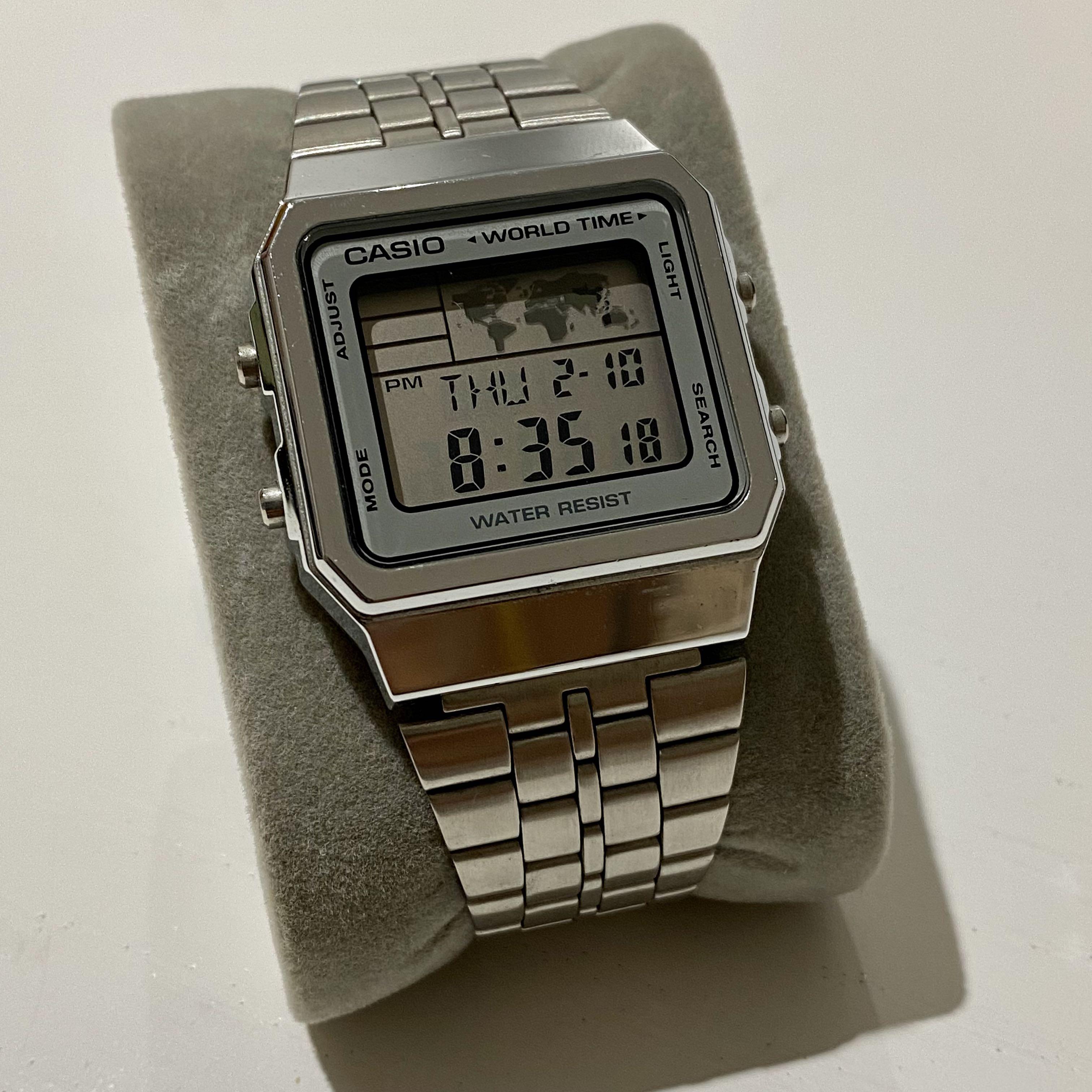 Casio A500W Vintage Stainless Steel Adjustable Strap Digital Watch