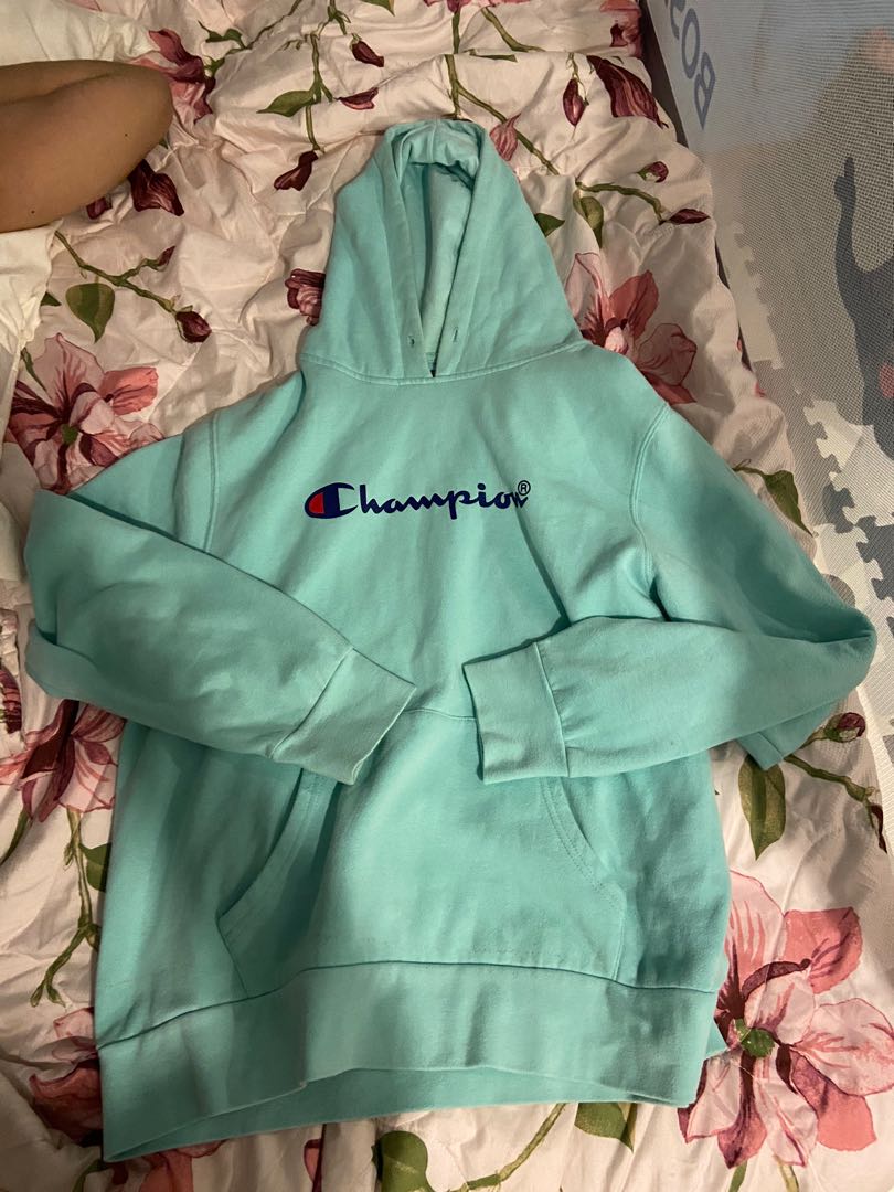 Champion Teal Hoodie, Men's Fashion, Coats, Jackets and Outerwear on ...