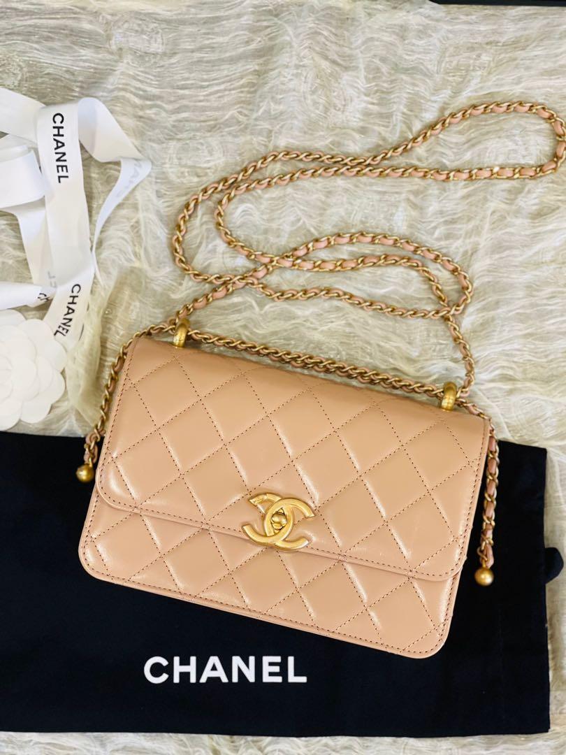 Chanel Flap Bag 22cm Medium Size(Adjustable Double Pearl Crush Chain),  Women's Fashion, Bags & Wallets, Cross-body Bags on Carousell