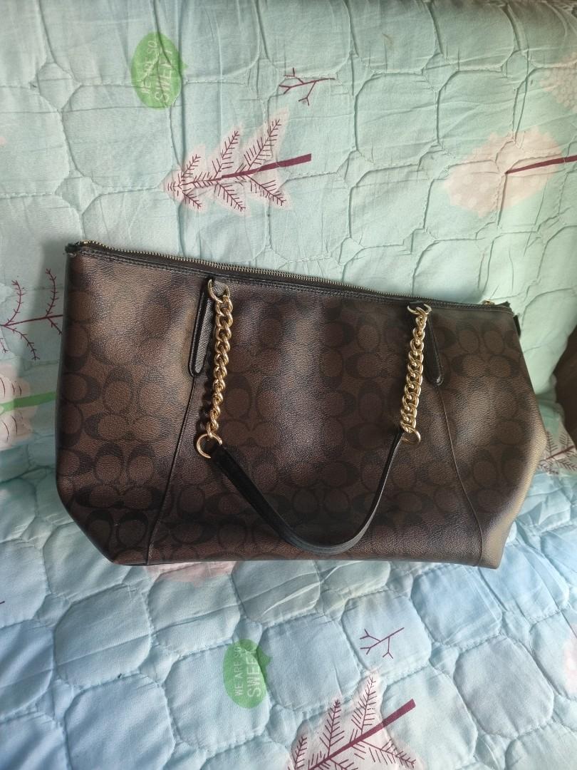 Coach Ava Chain Tote in Signature Brown Luxury Bags Wallets on