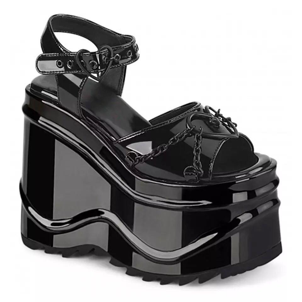 Demonia Women's Thick Wedge Platform Hook & Loop Ankle Strap Shoes (Category: Wedges) located in Taguig. Submitted by missgirladdict (Listing ID 1143168878, Image 1). Description: Demonia Women’s Thick Wedge Platform Hook & Loop Ankle Strap Shoes -very sturdy and high quality♡︎ from heel:8cm/3.14inches back heel:11cm/4.33inches weight:around650g Pre-order (ETA: 7-14 days) Color: Shiny Black US size US5=35=22.5CM US5.5=36=23CM US6=37=23.5CM US6.5=