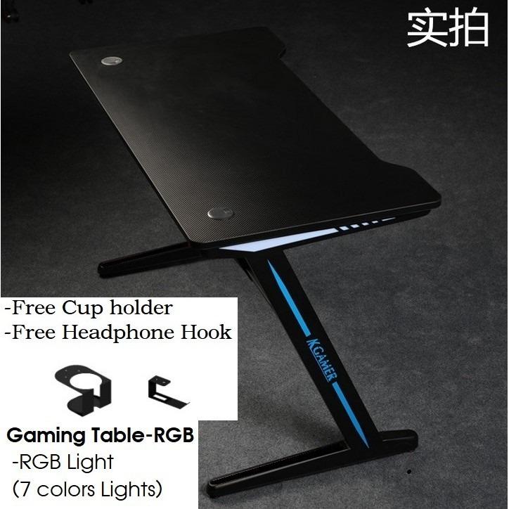 Gaming Table with RGB light Computer Desk Office Table with E-Sports ...