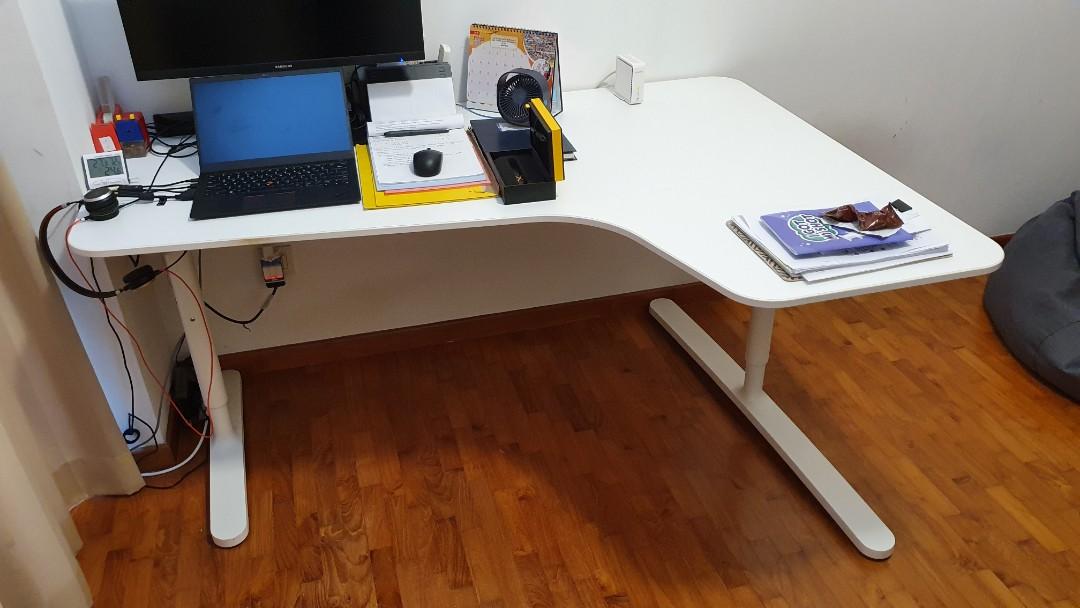 BEKANT Corner desk-left, white/black, 63x431/4 - IKEA