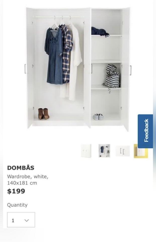 IKEA Dombas 3 door wardrobe, Furniture & Home Living, Furniture, Shelves, & Racks on