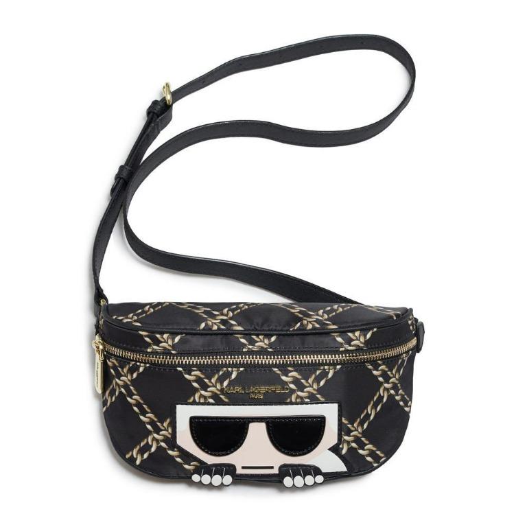 Instock Karl Lagerfeld Black Gold Chain Amour Belt Bum Bag