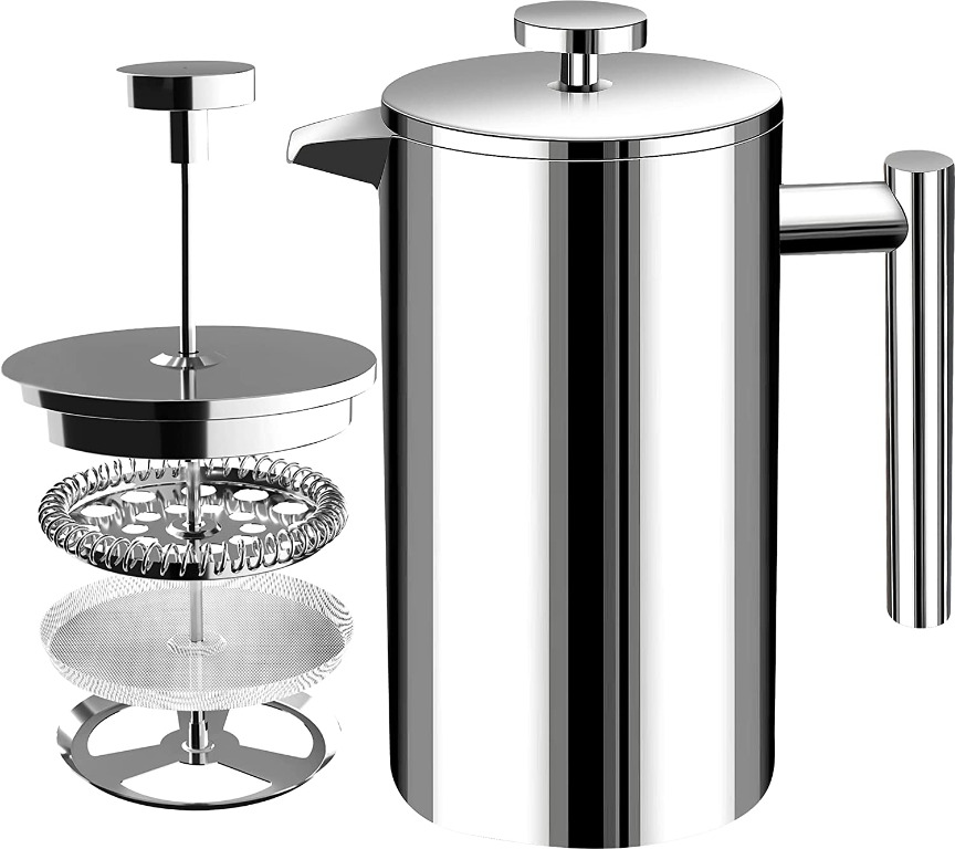 Kichly French Press Coffee Maker 1 Litre (32oz) Double Wall 100