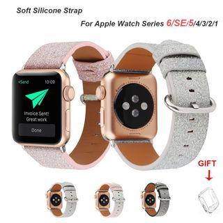 Leather Strap for Apple Watch Series 6/5/4/3/2/1/SE Glitter Shining Watchband Bracelet for iWatch 38mm 40mm 42mm 44mm