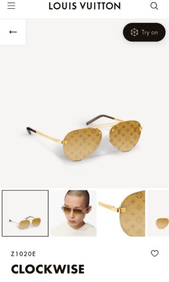 Louis Vuitton Clockwise Pilot Sunglasses Rimless Z1020E Gold Monogram