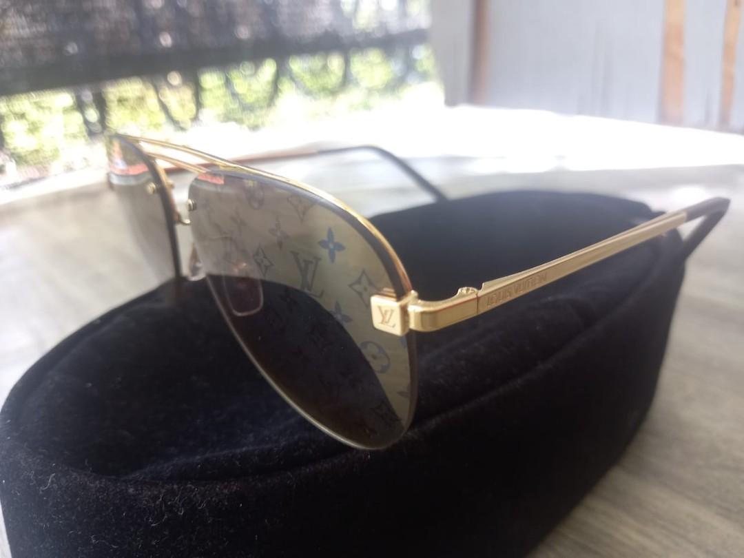 Louis Vuitton Clockwise Pilot Sunglasses Rimless Z1020E Gold Monogram