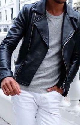 Mens black faux leather biker jacket store