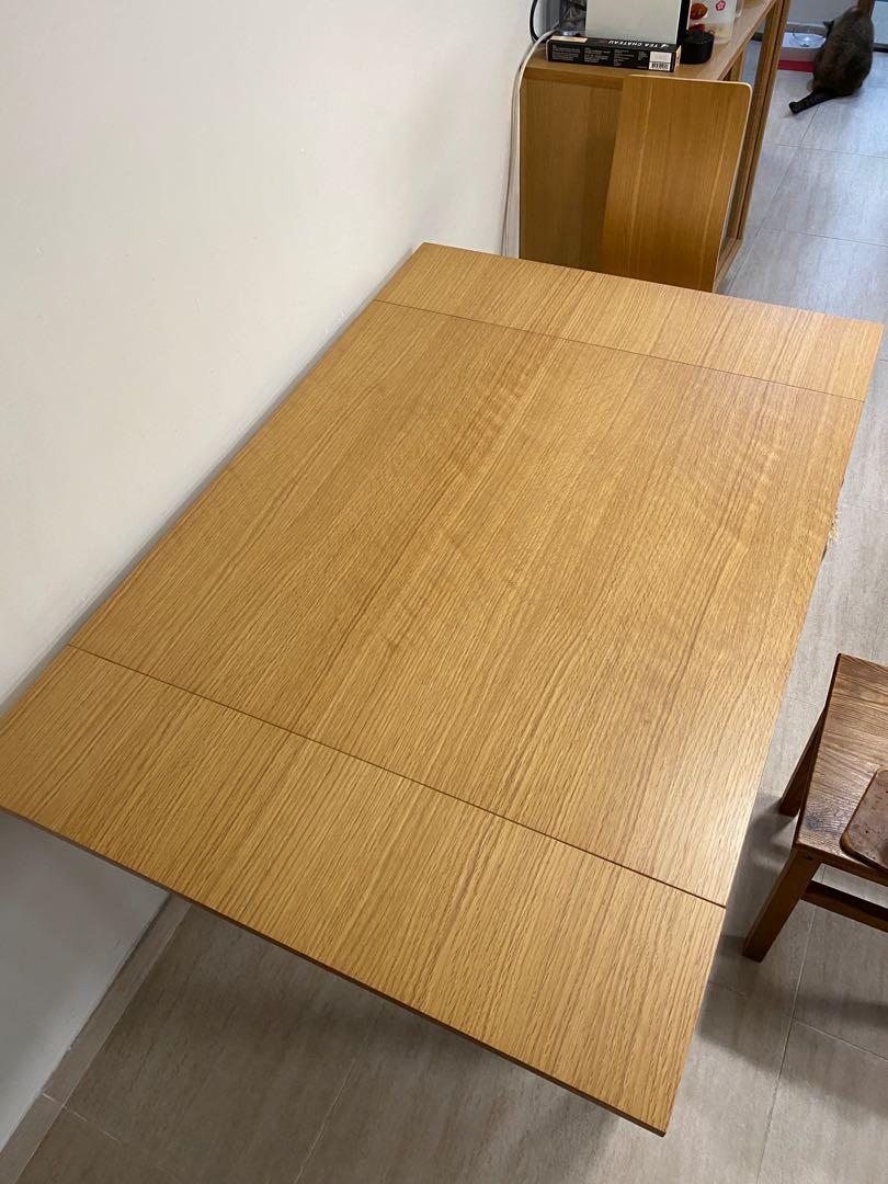 無印良品長木餐枱(兩邊可伸縮）Muji Oak Wood Extendable Table, 傢俬