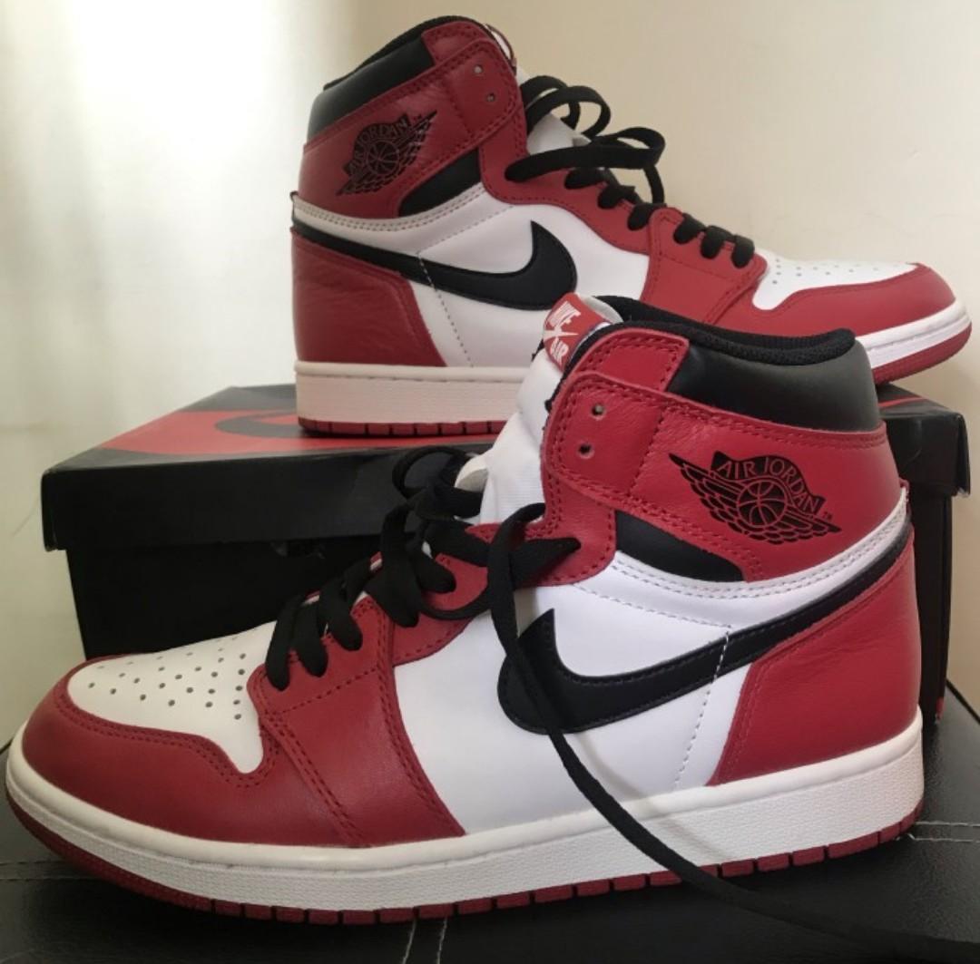 Nike Air Jordan 1 Retro High OG “Chicago” 2015, Fesyen Pria, Sepatu ,  Sneakers di Carousell