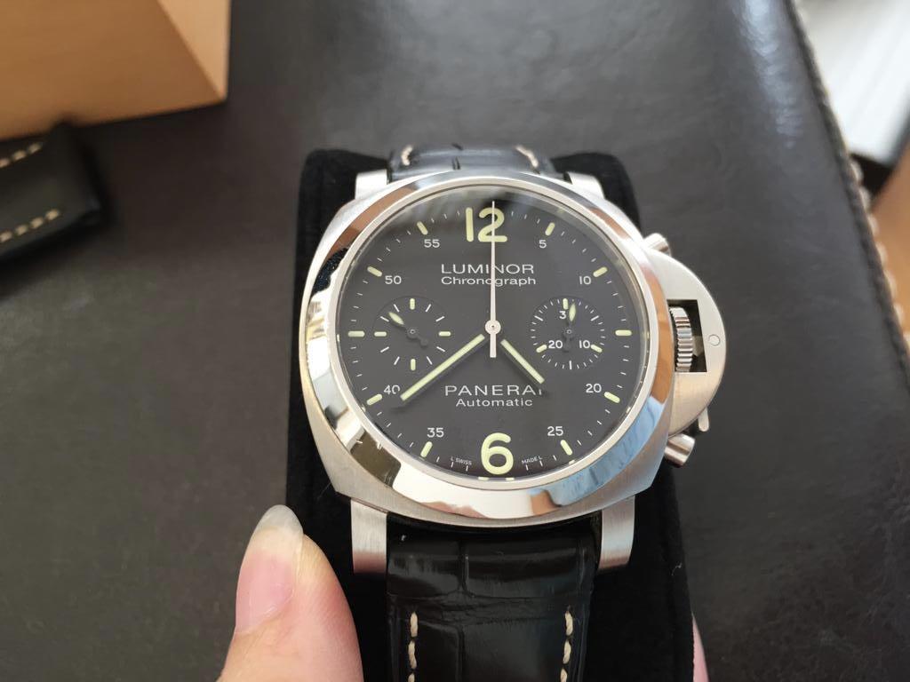 Panerai PAM 310 Luminor Chronograph 40mm Steel On Strap with Black Dial