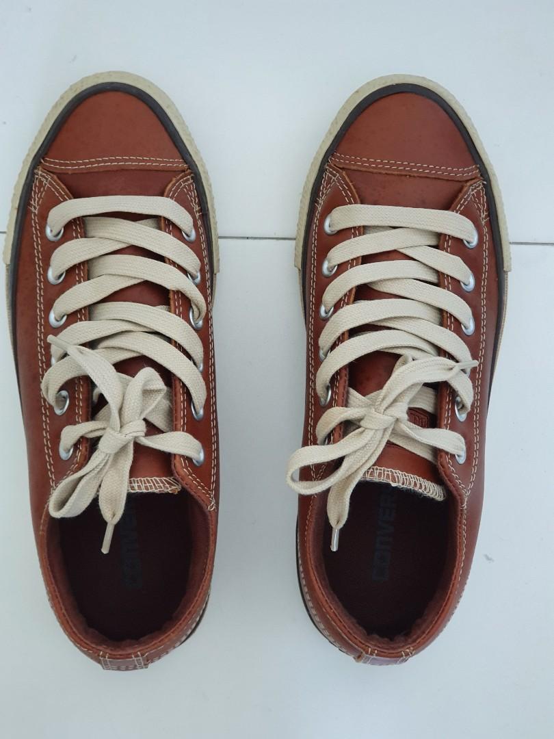 Converse brown leather low sales