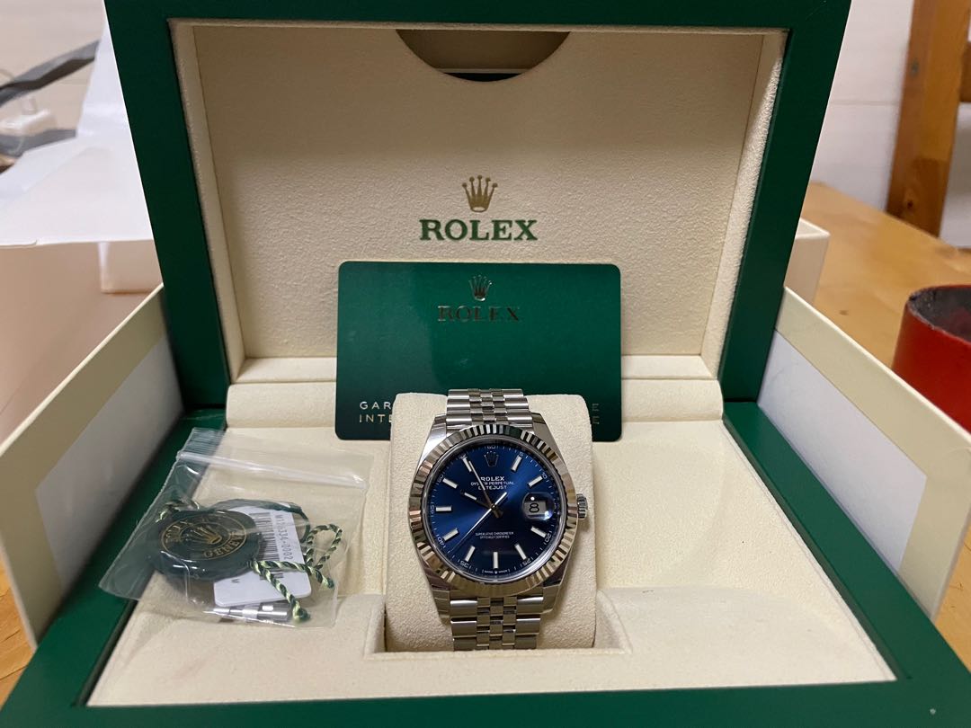 LIKE** New Blue Dial Rolex 126334 - Datejust 41mm Index dial, Luxury,  Watches on Carousell