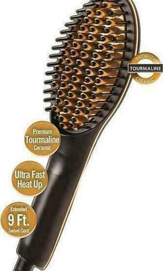 Simply Straight Gold Ceramic Heated Hair Brush with Tourmaline