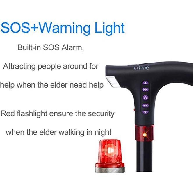 Smart Walking Stick Radio Fall Alert Lights Help Eldery Safety, Health ...