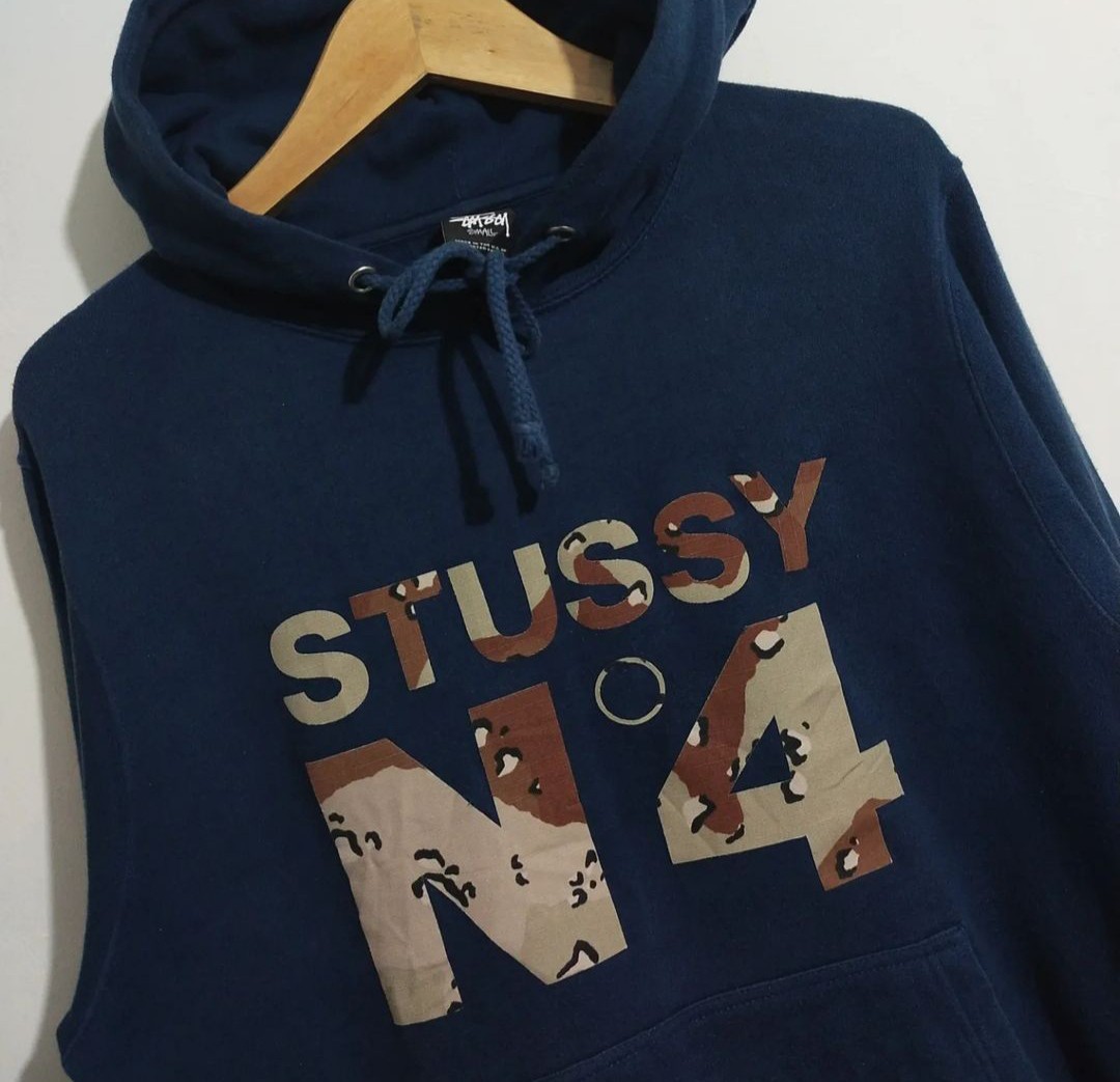 Hoodie Stussy Monogram Vintage, Fesyen Pria, Pakaian , Baju Luaran