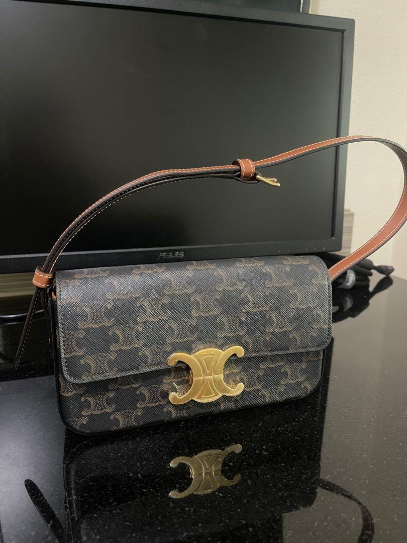 triomphe shoulder bag in triomphe canvas and calfskin