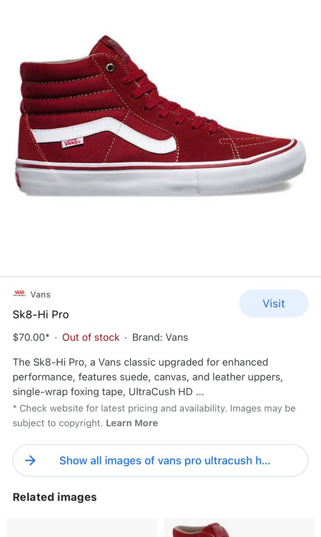 vans skate hi pro, Men's Fashion, Footwear, Sneakers on Carousell