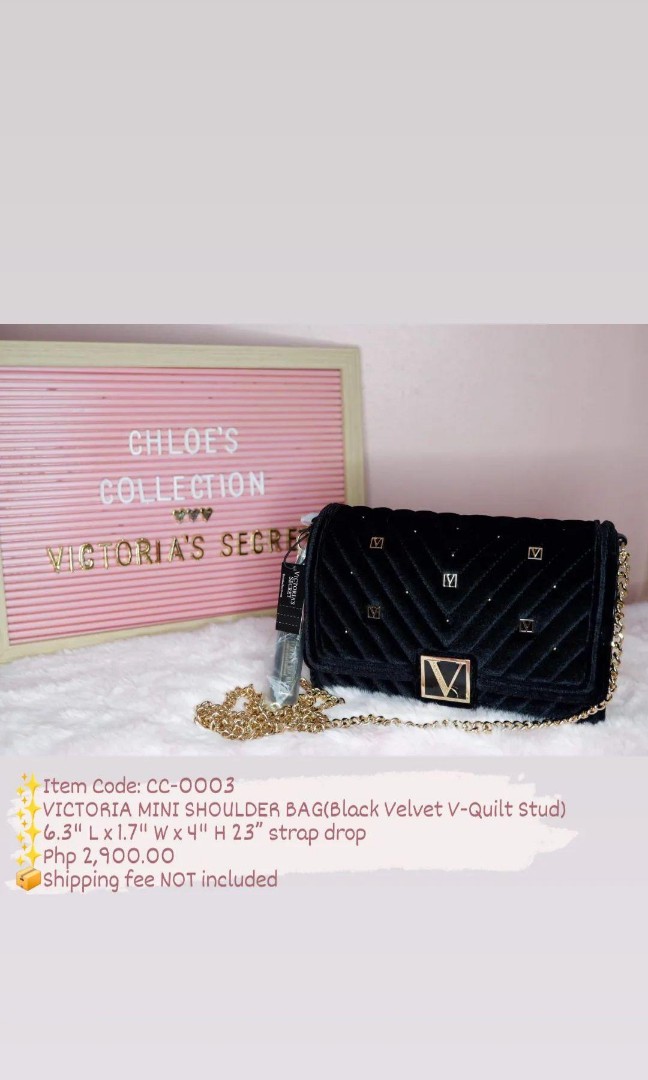 Victoria's Secret Black Velvet Crossbody Bag