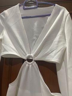 White Cutout Dress with Slit