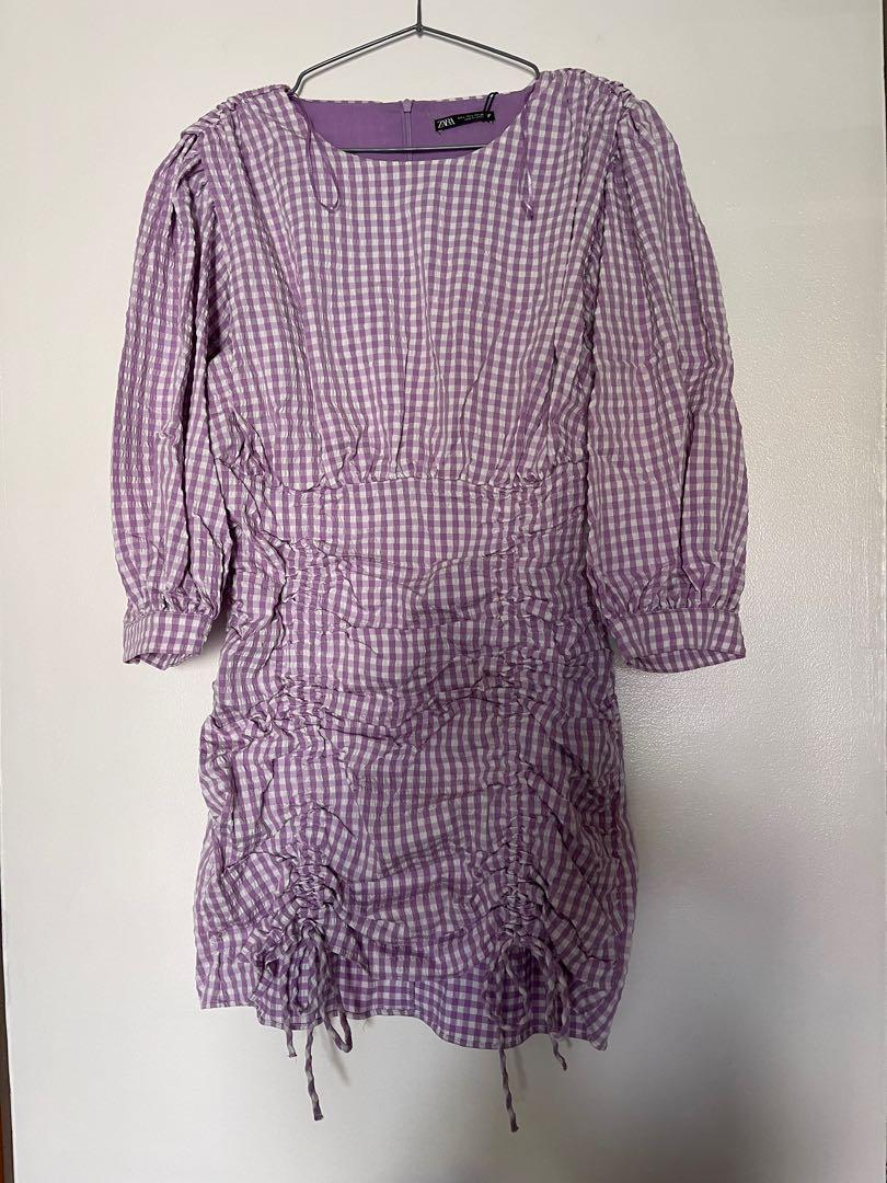 Zara checkered purple dress, Women's 
