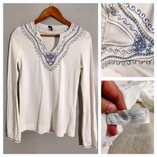 Massimo Dutti 100% Cotton Embroidered Longsleeves Shirt