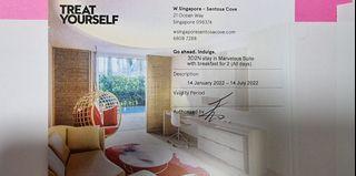 3D2N Staycation - W Hotel Singapore, Sentosa Cove, Marvelous Suite