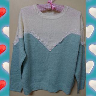 💕蕾絲拼接針織毛衣