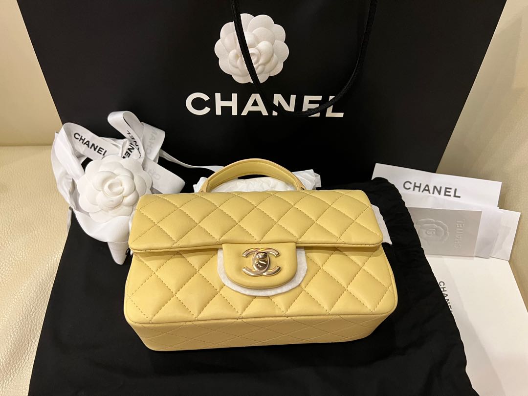 100%全新Chanel Bag classic mini flap 20 cm with top handle 小黃雞
